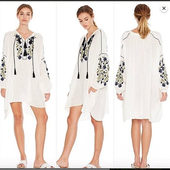 ST. ROCHE “Willow” Embroidery Floral Shirtdress – White/Navy (Size S) – NWT 💙 - Picture 4 of 10